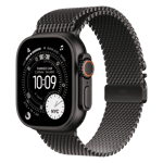 Apple watch ultra 3 gps cellular black titanium case with milanese loop Medium black titanium 49 mm Front Right View