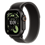 Apple watch ultra 3 gps cellular black titanium case with trail loop m l black charcoal 49 mm Front Right View