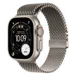 Apple watch ultra 3 gps cellular natural titanium case with milanese loop Medium natural titanium 49 mm Front Right View