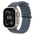 Apple watch ultra 3 gps cellular natural titanium case with ocean band anchor blue 49mm Front Right View