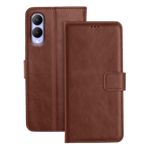 Arrow Leather Flip Cover For Vivo Y17S Brown Front Back View