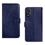Arrow leather flip cover for oppo a38 a18 blue Front Back View
