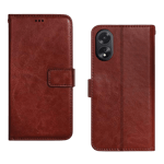 Arrow leather flip cover for oppo a38 a18 brown Front Back View