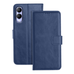 Arrow leather flip cover for vivo y17s blue Front Back View