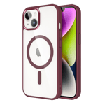 Flifit magnetic full protection back case for apple iphone 15 Plus wine red Front Back View Image