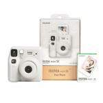 Fujifilm Instax Mini SE Fun Pack 10 Shots Bundle Instant Camera Gray front view