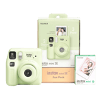 Fujifilm Instax Mini SE Fun Pack 10 Shots Bundle Instant Camera Green front view