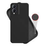 Inbase cloth silicon back case for vivo y17s black Front Back View