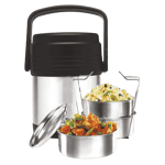 Milton hot meal thermosteel tiffen lunch box multi color 3 pcs set Front View image