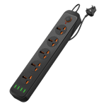 Portronics power plate 6 with 4 usb port 5 power sockets 2500w surge protector black 1