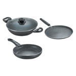 Prestige alpha granite byk non stick cookware 3 pc set black Full Set