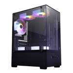 Zebronics zeb iceburg mid tower premium mesh gaming case 2 2 1 120mm argb fans black Side View
