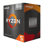 amd ryzen 5 desktop processor 6 cores 12threads 4 6ghz pcie3 am4 5600gt silver Left view
