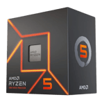 amd ryzen 5 desktop processor 6 cores 12treads 5 1ghz pcie5 7600 silver front view