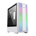 ant esports ice 280tgw mid tower mesh gaming case 120mm rgb fan white front view
