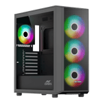 ant esports ice 411 air mid tower mesh gaming case tg 3 1 120mm argb fan black front view