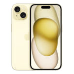 apple iphone 15 plus yellow 256gb front back view