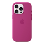 apple silicone case with magsafe for iphone 16 pro fuchsia white