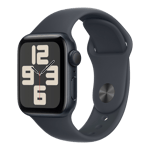 apple watch se gps aluminium case with sport band s m midnight 40 mm mxe73hn a left view