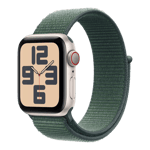 apple watch se gps cellular starlight aluminium case with sport loop lake green 44mm mxgv3hn a left view