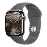 apple watch series 10 gps cellular natural titanium case with sport band s m stone grey 42 mm mwxd3hn a left view