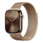 apple watch series 10 gps cellular titanium case with milanese loop gold 42 mm mx083hn a left view