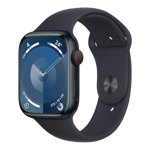 apple watch series 9 gps cellular midnight 41 mm mrhr3hn a left front view