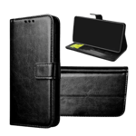 arrow leather flip cover for samsung galaxy a15 5g black front view