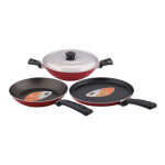 bajaj nirlep non stick cookware 4 pc set red front view