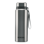 borosil natural 750 ml flask water bottle silver front view