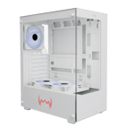 dawg x 430 mid tower mesh gaming case 3 120mm argb fan White Front view