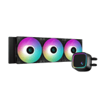 deepcool le720 360 aio liquid cooler 3 120mm argb 2250 rpm fans black side view