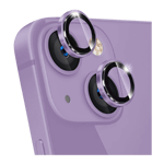 heiger crystal camera lens 2 in1 protection tempered glass for apple iphone 14 14 plus purple front view