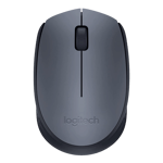 logitech m170 wireless mouse grey black front view