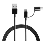 mi 2 in 1 micro usb to type c 100cm data cable black 1