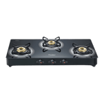 prestige royale plus schott 3 burner gas stove black front view