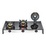 prestige svachh 3 burner gas stove black front view