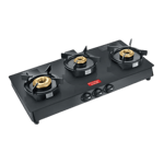 prestige svachh neo 3 burner gas stove black front view