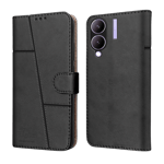 space flip cover for vivo y28 5g y17s black front view
