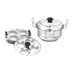 vidiem stainless steel vessel vs002 a idly maker 3 plates silver side view
