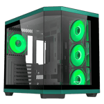 Ant esports x11 mid tower mesh gaming case 4 120mm argb fan green black Front View