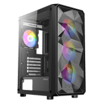 Antec ax 83 elite mid tower gaming case 4 120mm rgb fans black Front Left View