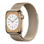 Apple Watch Series 8 GPS Cellular Stainless Steel Case with Milanese Loop Gold 45 mm 0 min