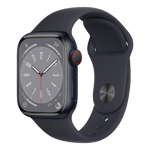 Apple Watch Series 8 GPS Sport Band with Midnight 45 mm Front Right View