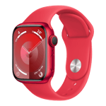 Apple Watch Series 9 GPS Aluminium Case with Sport Band ML Product Red 41 mm Front Left View
