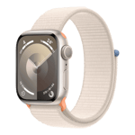 Apple Watch Series 9 GPS Aluminium Case with Sport Loop Starlight 45 mm front side view view