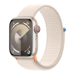 Apple Watch Series 9 GPS Cellular Aluminium Case with Sport Loop Starlight 41 mm Front Left View