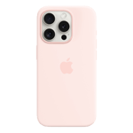 Apple silicone case with magsafe for iphone 15 pro light pink Back View