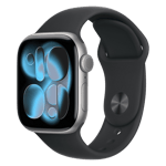 Apple watch series 11 gps aluminium case with black sport band m l space grey 42 mm Front Right View