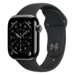 Apple watch series 11 gps cellular titanium case with black sport band m l slate 42 mm Front Right View